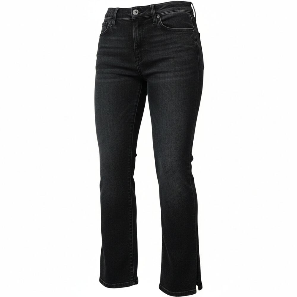 Hudson Holly High Rise Straight Leg Jeans Size 25 Black Split Hem Y2K Vamp Goth - Picture 2 of 13